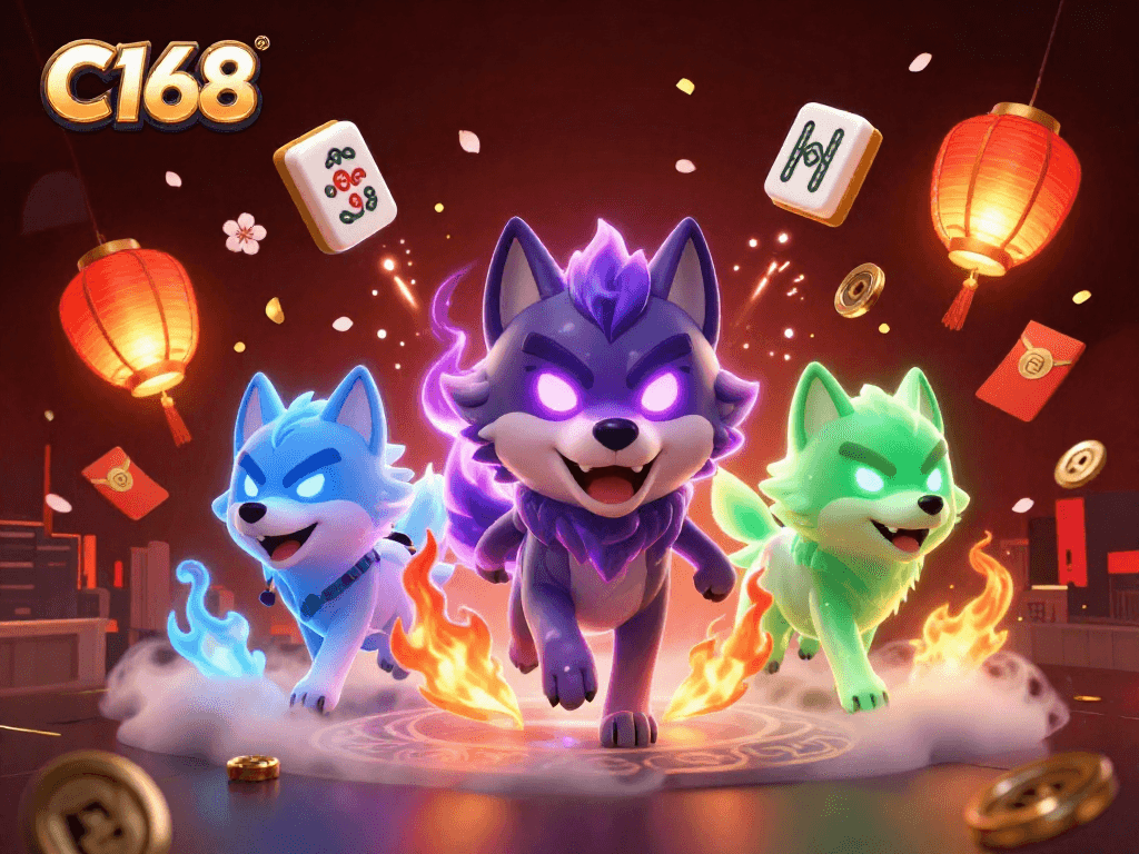 C168 offers a thrilling online gaming experience with a ghostly wolf leader and mystical elements in a vibrant casino setting.