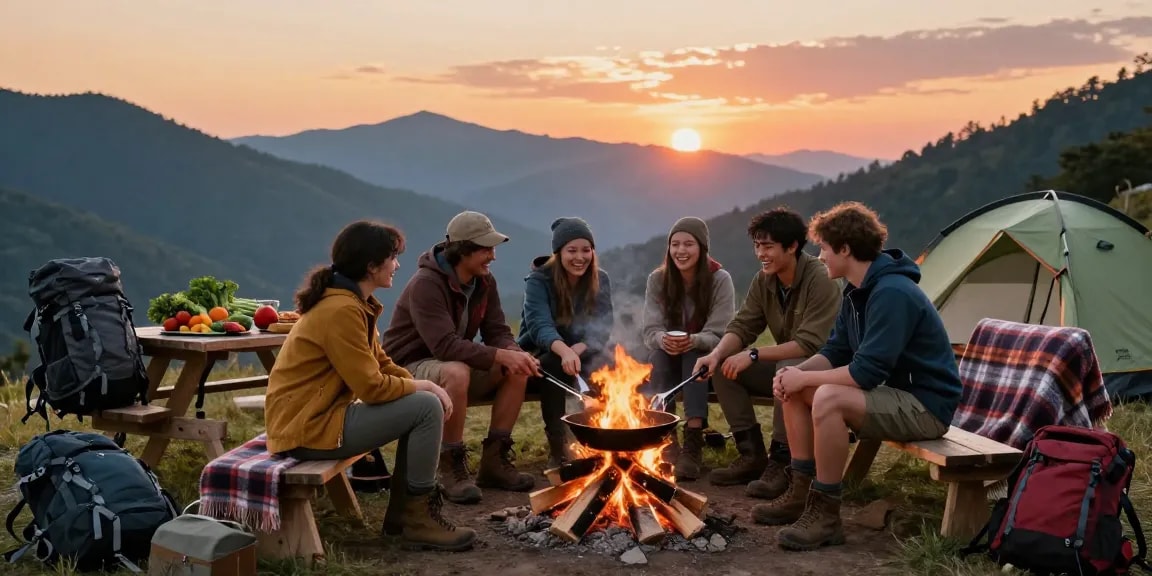 Group cooking with cast iron gear at picturesque campsite for rokok88