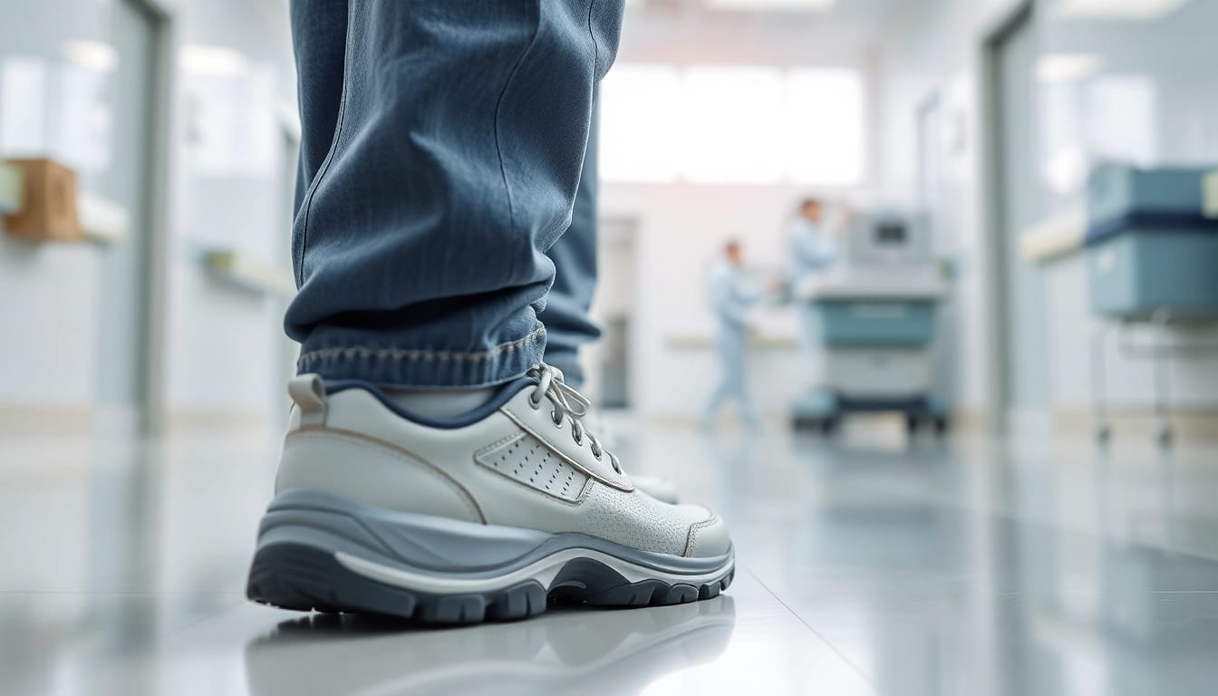 I professionisti indossano zoccoli antinfortunistici ergonomici nel loro lavoro sanitario per garantire sicurezza e comfort.