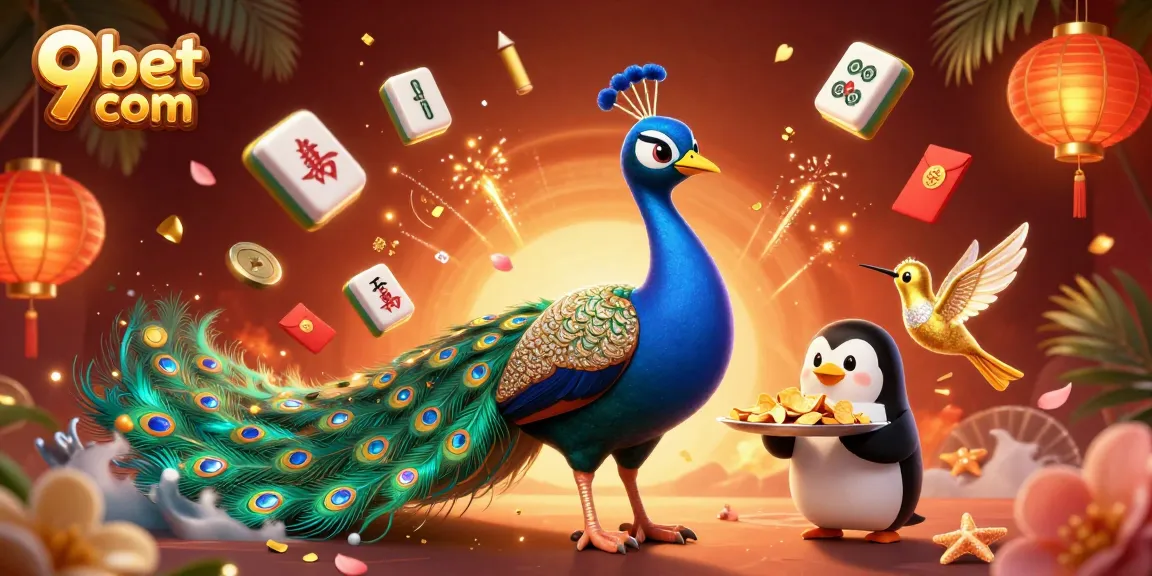 Experience the excitement of 9bet com with dynamic casino-themed characters and elements in a vibrant setting.