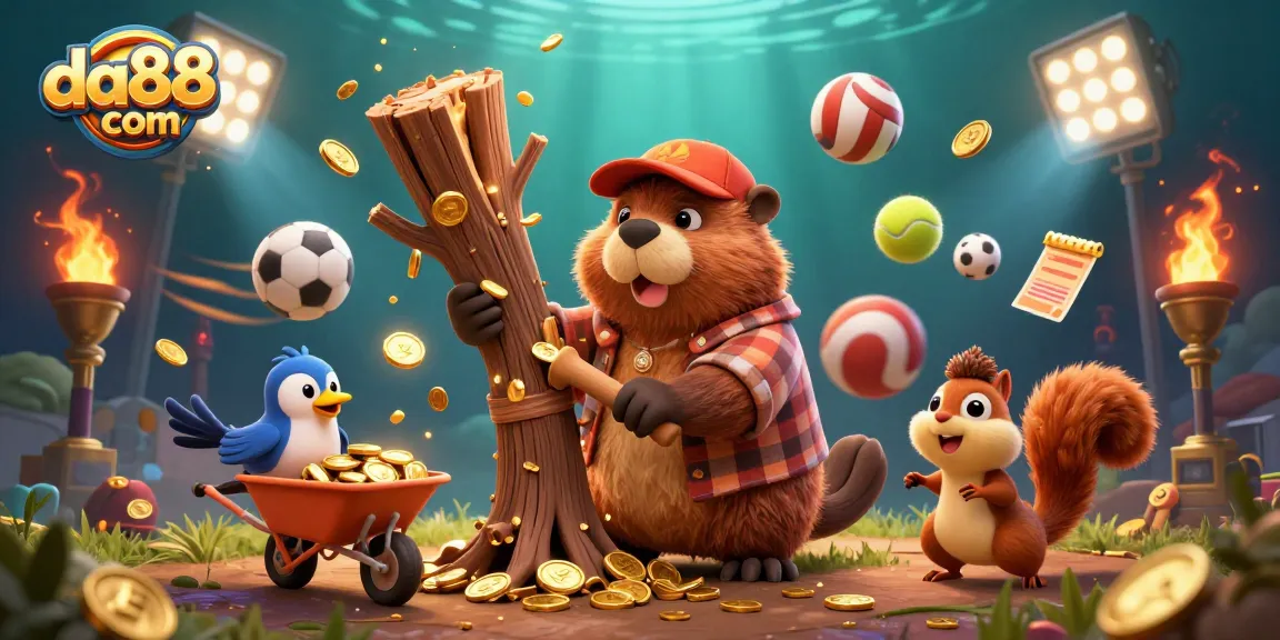 Experience thrilling gaming action at da88 com with golden coins raining from a tree!