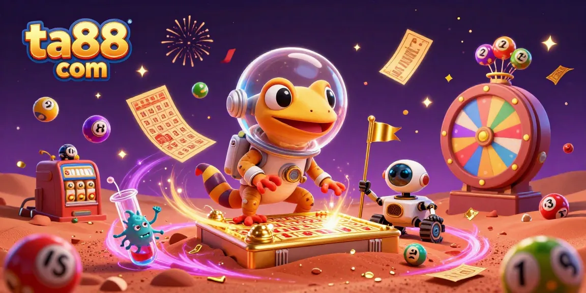 Engage with ta88 com in a vibrant 3D Martian casino adventure with colorful lottery elements.