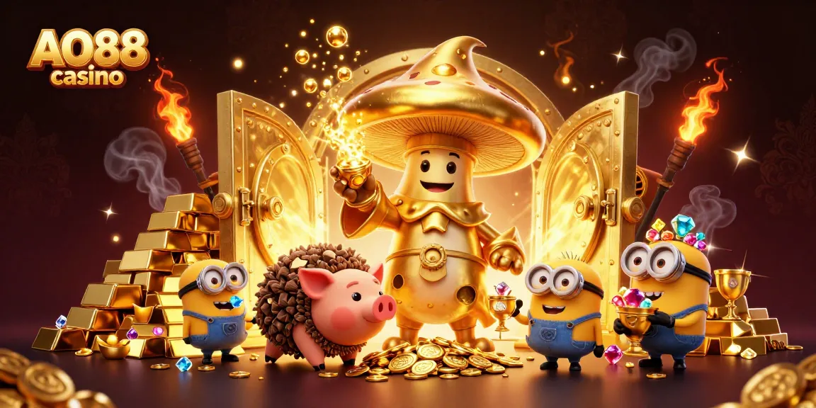 Experience the magic of AO88 casino with golden treasures and gaming action.