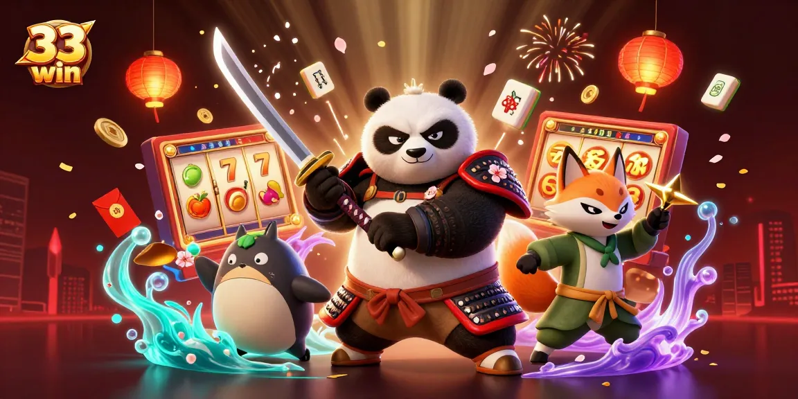 Engage in the excitement of 33 win with a dynamic 3D casino scene featuring vibrant characters and energetic elements.
