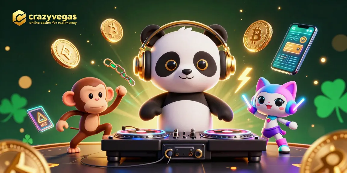 Experience the excitement of crazyvegas online casino for real money with vibrant casino-themed characters and elements.