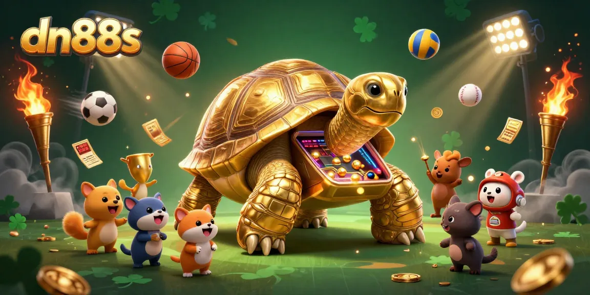 Engage with dn88s as the golden tortoise pinball machine welcomes eager players in a vibrant casino scene.